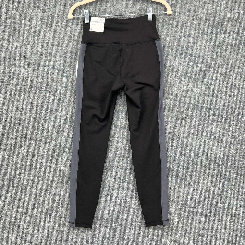 Old Navy Street Leggings Womens S Black Gray Tuxedo Stripe Ankle Zip High Rise - Picture 5 of 8